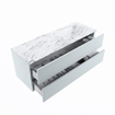 MONDIAZ VICA-DLUX Ensemble meuble de salle de bains - 130cm - sous-meuble clay - 2 tiroirs - lavabo encastré cloud à droite - sans trous de robinet - version haute 60cm - glace SW1088170