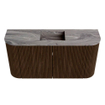 Mondiaz JOYA-DLUX 83.2cm toiletmeubel - ronding links en rechts kleur Walnut - Wastafel FAYE positie Midden Zonder kraangat kleur Sombra. SW1424770