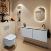 MONDIAZ TURE-DLUX Meuble toilette - 120cm - Clay - EDEN - vasque Ostra - position droite - 1 trou de robinet SW1104846