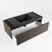 Ensemble de meuble de salle de bain Mondiaz BUKLA 100x45x34cm 0 trous de robinet lavabo au centre solid surface Urban sans poignée 1 tiroir avec fermeture douce Mélamine Marron foncé SW704920