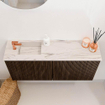 Mondiaz JOYA-DLUX 90cm toiletmeubel - kleur Walnut - Wastafel FAYE positie Links 1 kraangat kleur Nata. SW1424504