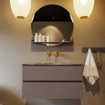 Mondiaz VICA-DLUX Ensemble de meuble de salle de bain - 90cm - meuble sous-vasque fumée - 2 tiroirs - lavabo encastré nuage milieu - sans trous de robinet - miroir modèle spot - version XL 60cm haut - lave SW1098653