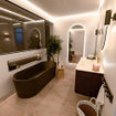 Mondiaz CIRO-DLUX Ensemble de meubles de salle de bains - 120x45x50cm - Vasque en solid surface Opalo - 1 lavabo à droite - 1 trou de robinet - 2 tiroirs - Noyer SW1530501
