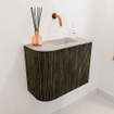 Mondiaz JOYA-DLUX Meuble de salle de bains - 51,6cm - arrondi gauche couleur Shadow - Vasque FAYE position Droite Sans trou de robinet couleur Opalo. SW1422958