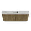 Mondiaz JOYA-DLUX Meuble de salle de bains 113.2cm - arrondis gauche et droite couleur Dusk - Vasque FAYE position Milieu Sans trou de robinet couleur Glace SW1423213
