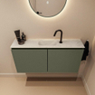 MONDIAZ TURE-DLUX meuble de WC 100cm Army. Lavabo EDEN Opalo position milieu. Avec 1 trou de robinet. SW1104189
