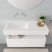 MONDIAZ ALAN 100cm - caisson bas - 1 tiroir - lavabo suspendu - vasque à gauche - 0 trous de robinet - talc SW408411