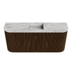 Mondiaz JOYA-DLUX Meuble de salle de bains 93,2cm - arrondi gauche et droite couleur Noyer - Vasque FAYE position Milieu 1 trou de robinet couleur Glace SW1422432