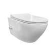 Sanicare Rondo WC suspendu compact sans bride avec douchette bidet / mitigeur de bidet intégré incluant abattant Céramique blanc SW733778