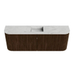 Mondiaz JOYA-DLUX 113.2cm meuble de toilette - arrondis gauche et droite couleur Noyer - Vasque FAYE position Milieu Sans trou de robinet couleur Opalo. SW1422561