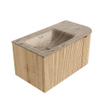 MONDIAZ KURVE-DLUX 85cm meuble de salle de bains arrondi droit couleur chêne avec 1 tiroir et 1 porte. Lavabo CLOUD gauche 1 trou de robinet Arena. SW1431075