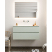 Mondiaz VICA ensemble de meuble de salle de bain - 100cm - meuble sous-vasque gris - 2 tiroirs - lavabo moon milieu - sans trou de robinet version XL 60cm de haut SW1090839