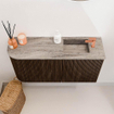 Mondiaz JOYA-DLUX Meuble de salle de bains - 81,6cm - arrondi gauche couleur Walnut - Vasque FAYE position Droite 1 trou de robinet couleur Oza SW1424594