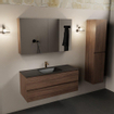 Mondiaz AIVY Ensemble de meuble - 120x45x50cm - 1 trou de robinet - 1 vasque Urban Solid surface - Centre - 2 tiroirs - avec miroir - Melamine Mocha SW892432