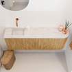 Mondiaz JOYA-DLUX 111.6cm toiletmeubel - ronding rechts kleur Oak - Wastafel FAYE positie Links Zonder kraangat kleur Ostra. SW1422258