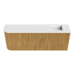 Mondiaz JOYA 111.6cm toiletmeubel - ronding links kleur Oak - Wastafel FAYE positie Rechts 1 kraangat kleur Talc. SW1421136