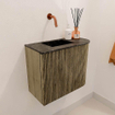 Mondiaz JOYA-DLUX Meuble de toilette 51,6cm - arrondi droit couleur Dusk - Vasque FAYE position Gauche Sans trou de robinet couleur Lava SW1423271