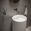 Ideavit Solidroll Lavabo sur pied 45x45x90cm rond 0 trous de robinet 1 vasque Solid surface blanc SW85946