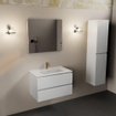 Mondiaz AIVY Ensemble de meuble - 80x45x50cm - 1 trou de robinet - 1 vasque talc céramique - Centre - 2 tiroirs - avec miroir - MDF Talc SW892326
