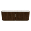Mondiaz JOYA-DLUX 123.2cm meuble de salle de bains - arrondi gauche et droite couleur Walnut - Vasque FAYE position Milieu Sans trou de robinet couleur Ostra. SW1422678