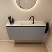 MONDIAZ TURE-DLUX Meuble toilette - 100cm - Smoke - EDEN - vasque Ostra - position centrale - 1 trou de robinet SW1105137
