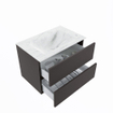 Mondiaz VICA-DLUX Ensemble de meuble de salle de bain - 70cm - meuble sous-vasque gris foncé - 2 tiroirs - lavabo encastré nuage milieu - 1 trou de robinet - version haute de 60cm - opalo SW1087793