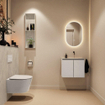 MONDIAZ TURE-DLUX Meuble toilette - 60cm - Linen - EDEN - vasque Opalo - position droite - sans trou de robinet SW1104376