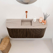 Mondiaz JOYA-DLUX 83.2cm toiletmeubel - ronding links en rechts kleur Walnut - Wastafel FAYE positie Midden Zonder kraangat kleur Saba. SW1424692