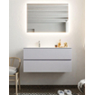 ENSEMBLE DE MEUBLE MONDIAZ VICA - 100cm - 2 tiroirs - lavabo Moon gauche - 1 trou de robinet - solid surface cale SW410436