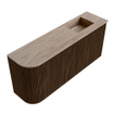 Mondiaz JOYA-DLUX Meuble de toilette 91,6cm - arrondi gauche couleur Walnut - Vasque FAYE position Droite Sans trou de robinet couleur Saba. SW1424682