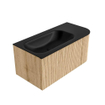 MONDIAZ KURVE 95cm Meuble salle de bain avec module 25 D - couleur Oak - 1 tiroir - 1 porte - vasque BIG SMALL gauche - 1 trou de robinet - Urban SW1138376