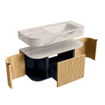 MONDIAZ THOR-DLUX 100cm meuble de salle de bains arrondi gauche + droite couleur Oak avec 1 tiroir et 2 portes. Vasque suspendue CLOUD droite 1 trou de robinet couleur Nata. SW1467501