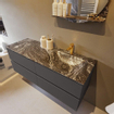 Mondiaz VICA-DLUX ensemble de meuble de salle de bain - 130cm - meuble sous-vasque gris foncé - 4 tiroirs - lavabo encastré cloud droite - 1 trou de robinet - version haute de 60cm - lave SW1086055