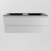 Mondiaz Aivy ensemble de meuble de salle de bains - 120x45x50cm - 2 trous de robinetterie - 2 vasques urban Solid surface - Gauche et droite - 2 tiroirs - Avec armoire miroir - MDF Talc SW892288