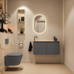 MONDIAZ TURE-DLUX Meuble toilette - 100cm - Dark Grey - EDEN - vasque Frappe - position gauche - 1 trou de robinet SW1102755