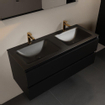 Mondiaz AIVY Ensemble de meuble - 120x45x50cm - 2 trous de robinet - 2 vasques Urban Solid surface - Gauche et droite - 2 tiroirs - avec miroir - MDF Urban SW892296
