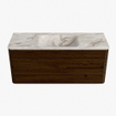 Mondiaz CIRO-DLUX Ensemble de meubles de salle de bains - 120x45x50cm - Vasque solid surface Frappe - 1 lavabo au milieu - 1 trou de robinet - 2 tiroirs - Noyer SW1530306