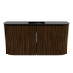 Mondiaz JOYA 83.2cm meuble de salle de bains - arrondis gauche et droite couleur Walnut - Vasque FAYE position Milieu Sans trou de robinet couleur Urban SW1421382