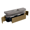 MONDIAZ THOR-DLUX 180cm meuble de salle de bains arrondi gauche + droite couleur Dusk avec 2 tiroirs et 2 portes. Vasque suspendue CLOUD Milieu sans trou de robinet couleur Oza. SW1466298