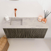 Mondiaz JOYA-DLUX Meuble de salle de bains 80cm - couleur Shadow - Vasque FAYE position Gauche Sans trou de robinet couleur Glace SW1422764