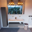 Mondiaz ALAN-DLUX Ensemble de meuble - 120cm - meuble Plata mat - 1 tiroir - Lavabo Cloud Frappe suspendu - vasque Gauche et droite - 0 trous de robinet SW804819