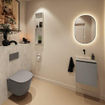 MONDIAZ TURE-DLUX Meuble toilette - 40cm - Smoke - EDEN - vasque Opalo - position centrale - sans trou de robinet SW1126207