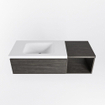 MONDIAZ BUKLA Meuble de salle de bains 120 cm avec module ouvert 40 couleur Dark Brown avec 1 tiroir. Lavabo CLOUD gauche 0 trou(s) de robinet couleur Talc. SW1382085