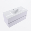 Mondiaz VICA ensemble de meuble de salle de bain - 100cm - meuble sous-vasque cale - 2 tiroirs - lavabo denia milieu - 1 trou de robinet - version haute de 60cm - blanc brillant SW1080248