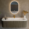 Mondiaz KURVE-DLUX Ensemble de meubles de salle de bains - 140x46x40cm - 1 tiroir - 2 portes - lavabo solid surface - centre - 1 trou de robinet - Shadow SW1414462