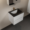 Mondiaz AIVY Ensemble de meuble - 60x45x50cm - 1 trou de robinet - 1 vasque Urban Solid surface - Centre - 2 tiroirs - avec armoire de toilette - MDF Talc SW892176