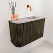 Mondiaz JOYA-DLUX Meuble de toilette 61,6cm - arrondi gauche couleur Shadow - Vasque FAYE position Droite Sans trou de robinet couleur Glace SW1422774