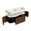 MONDIAZ THOR-DLUX 120cm meuble de salle de bains arrondi gauche + droite couleur Walnut avec 1 tiroir et 2 portes. Vasque suspendue CLOUD Double sans trou de robinet couleur Ostra. SW1463209