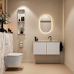 MONDIAZ TURE-DLUX Meuble toilette - 100cm - Linen - EDEN - vasque Glace - position centrale - 1 trou de robinet SW1103340