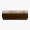 Mondiaz CIRO-DLUX Badkamermeubelset - 180x45x50cm - Solid surface wastafel Saba - 2 wasbak Dubbel - 2 kraangaten - 4 lades - Walnut SW1530724